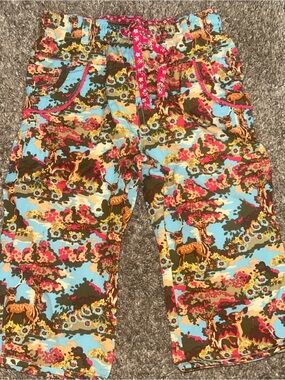 Oilily Toddler Girls Adorable Deer Forest Colorful Pants Sz 86 18/24 Months